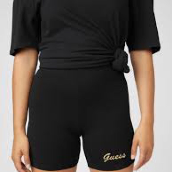 guess logo biker shorts